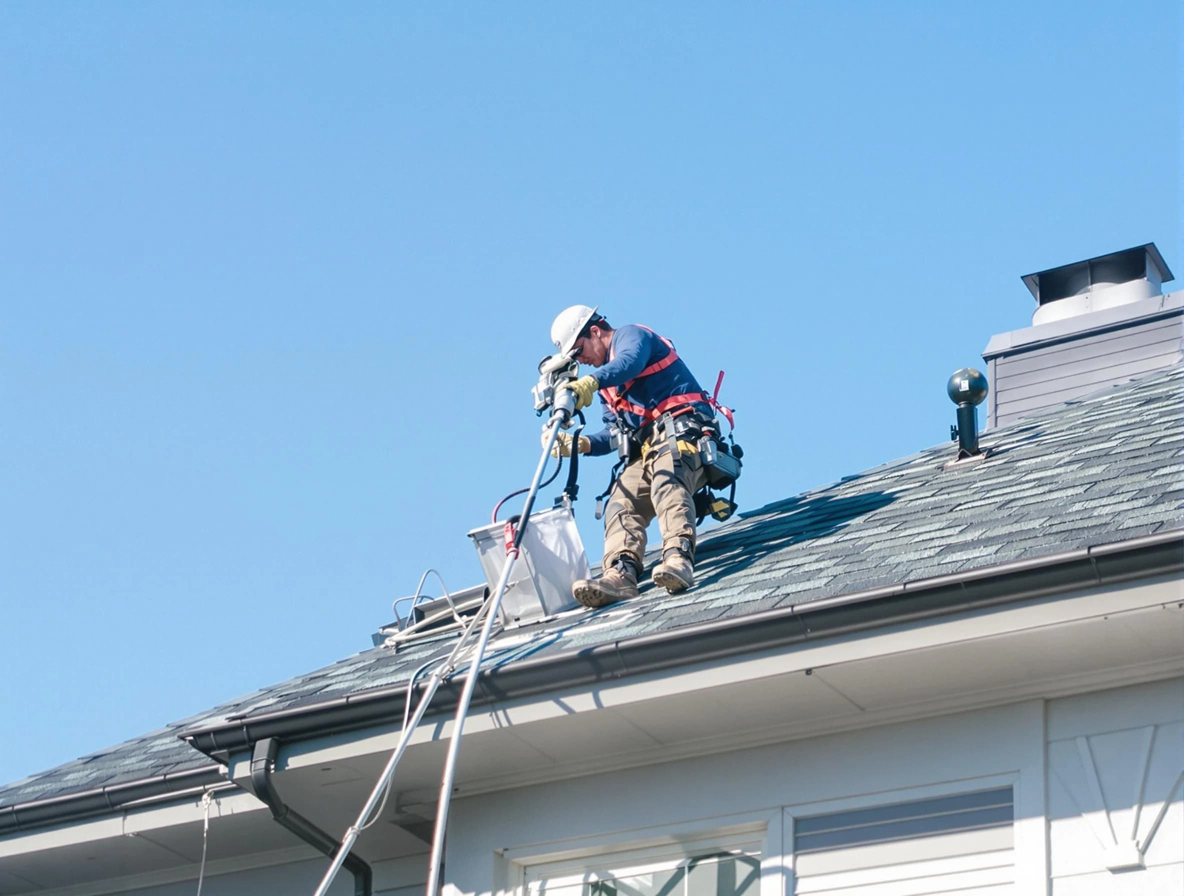 Riverdale Dryer Vent Cleaning certified technician cleaning a roof-mounted dryer vent system in Riverdale
