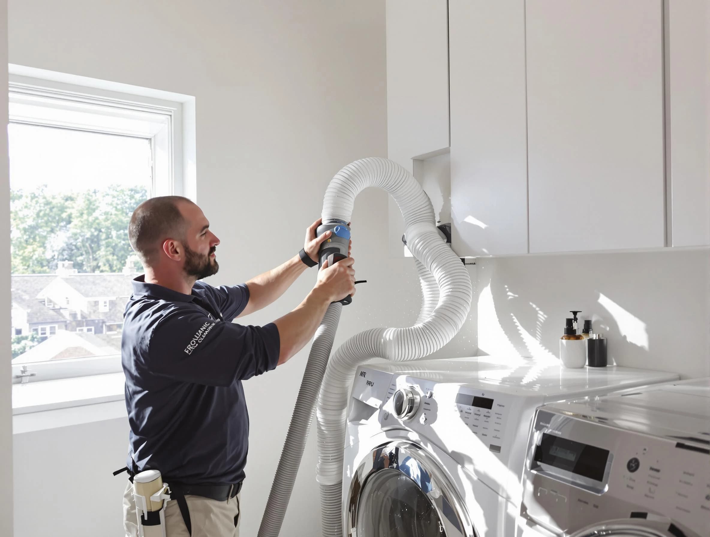 Certified Riverdale Dryer Vent Cleaning technician performing dryer vent cleaning in Riverdale