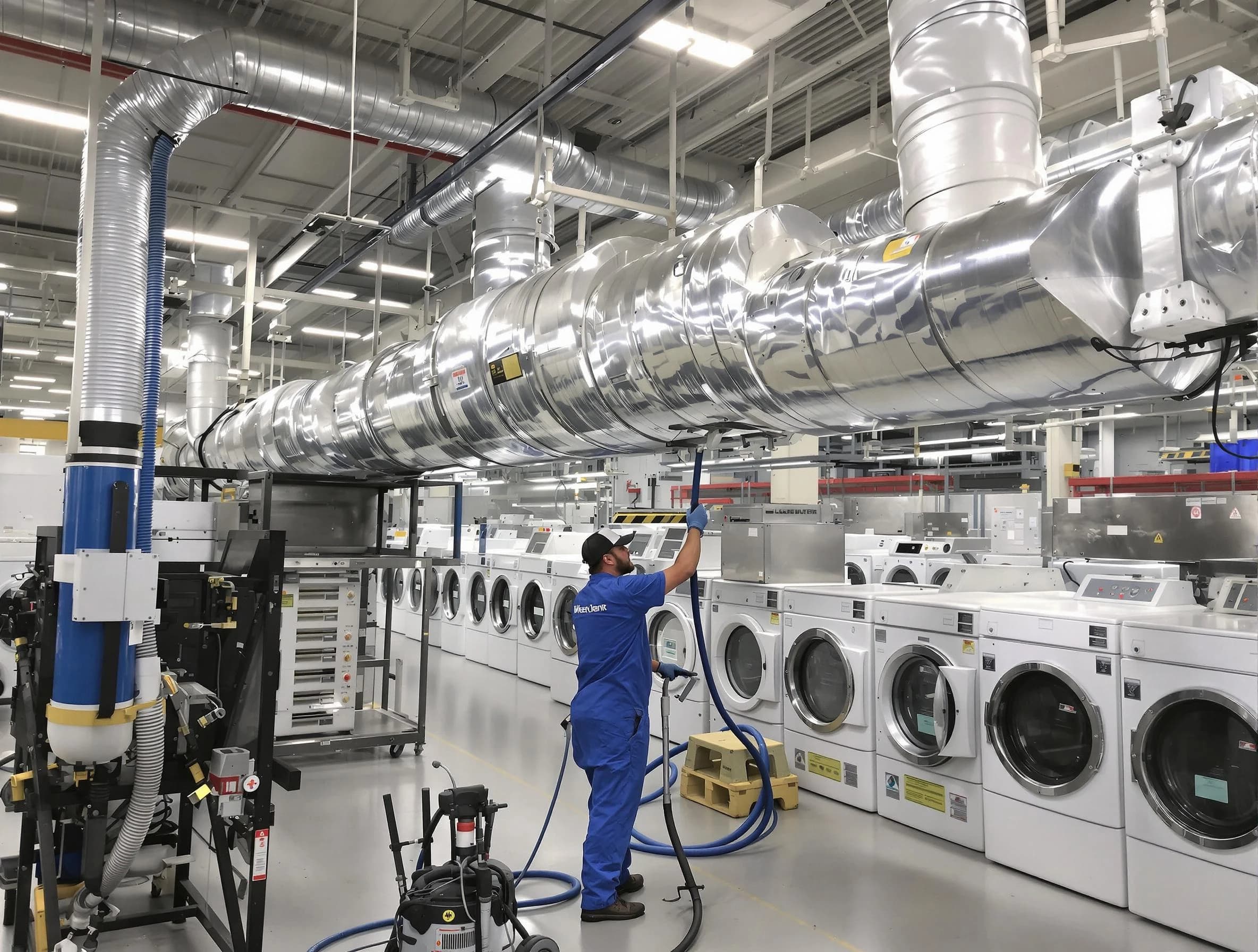 Riverdale Dryer Vent Cleaning team performing heavy-duty industrial dryer vent cleaning in Riverdale